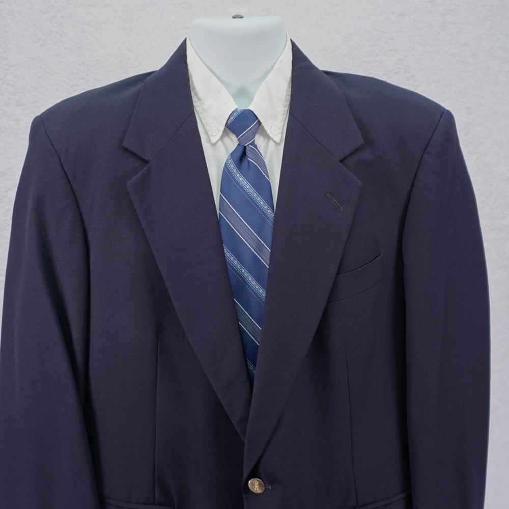 Savile Row Cool‎ Wool Gold Button Blue Blazer 42R 2 Button